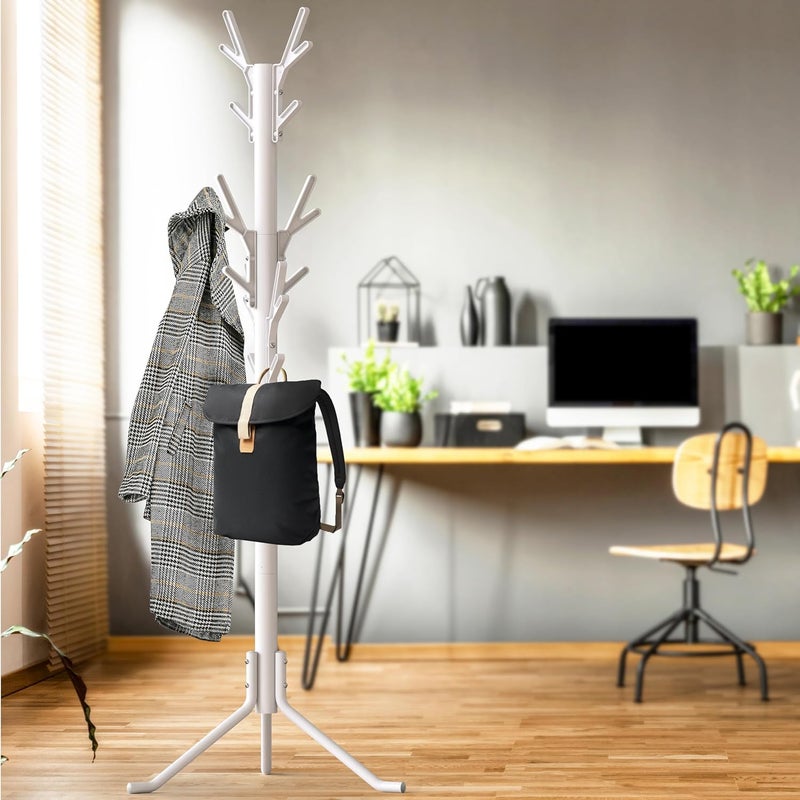 Simple Houseware Standing Coat and Hat Hanger Organizer Tree Shaped Rack for Entryway, Bedroom, and Hallway, 18 Hooks, White - Image 3
